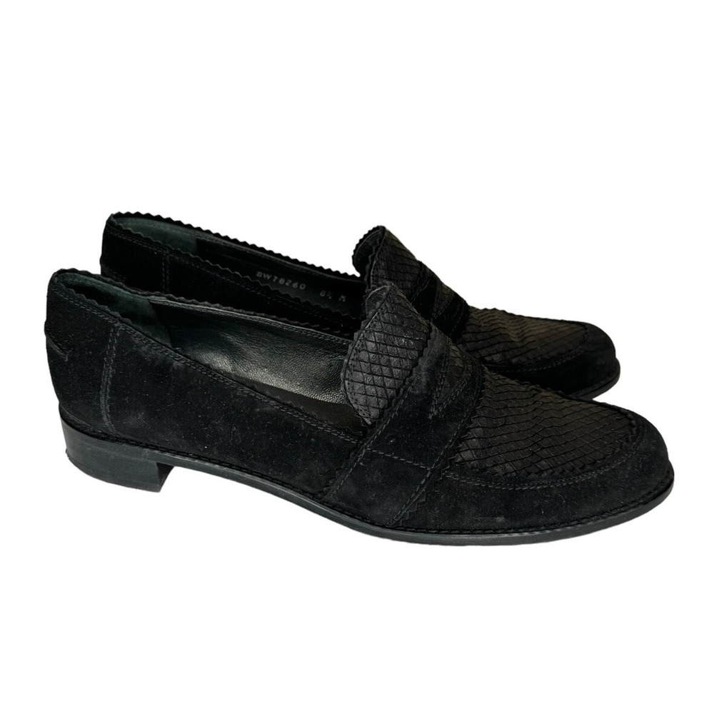 Stuart Weitzman School Days Black‎ Suede Penny Loafers Women's Size 8.5M